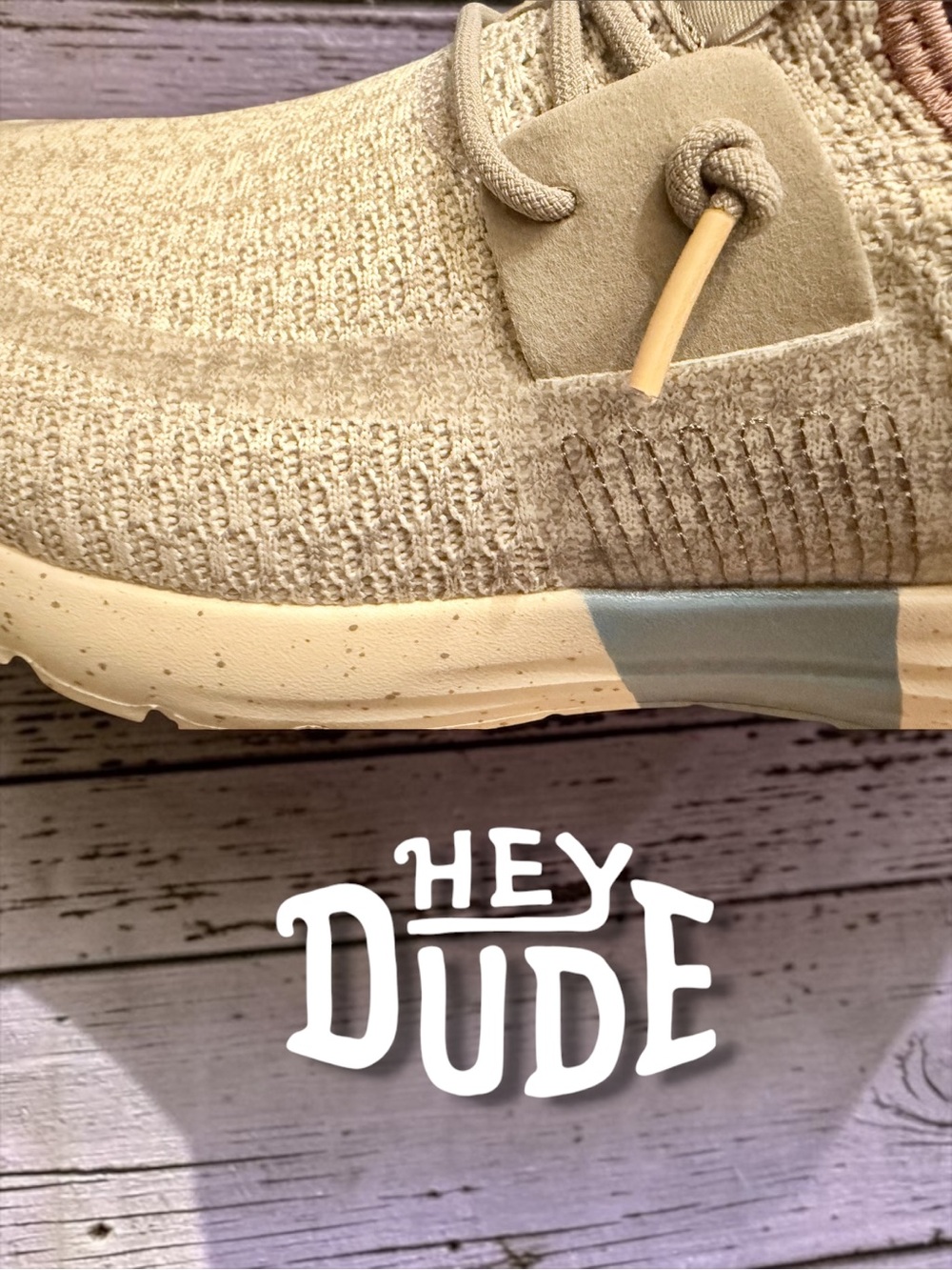 Hey Dude Knit Slip-On Sneakers in Light Gray and Blush Trim - Picture 9 of 11